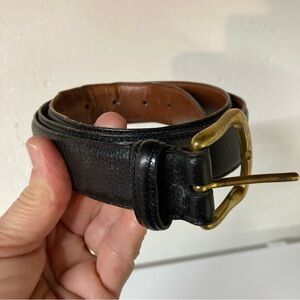 Coach Black Leather Belt with brass Buckle size 38 width 1.25”